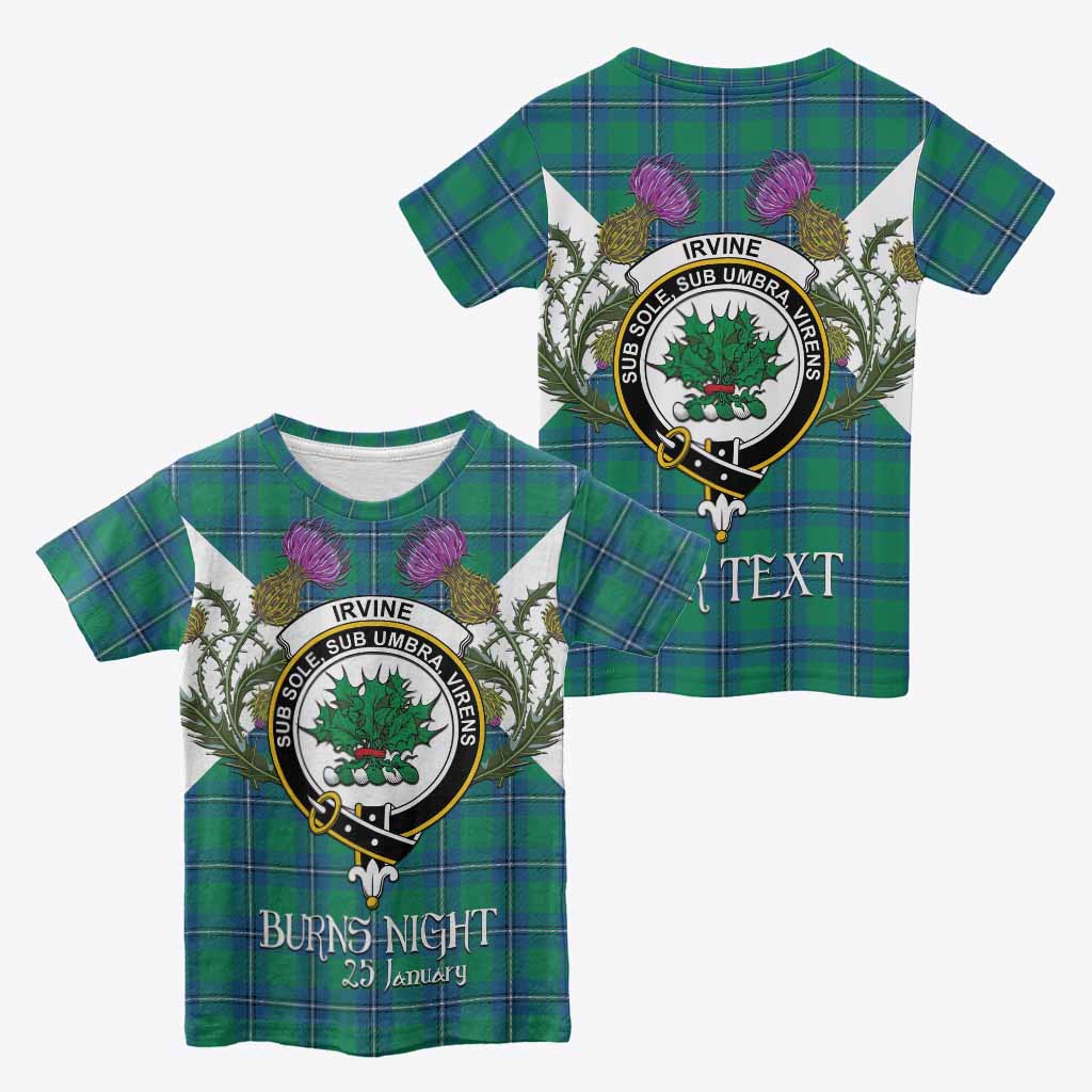 Irvine Tartan Family Crest Kid T-shirt Scottish Burns Night Thistle Floral
