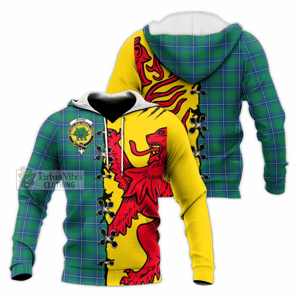 Irvine Tartan Family Crest Knitted Hoodie Lion Rampant Honor - Tartan Vibes Clothing