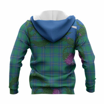 Irvine Tartan Family Crest Knitted Hoodie Thistle in Minimalism