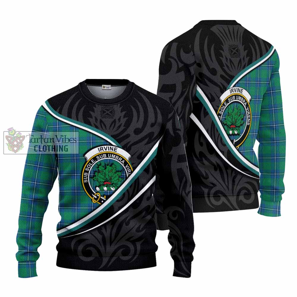 Irvine Tartan Family Crest Knitted Sweater Celtic Scottish Thistle Floral - Tartan Vibes Clothing