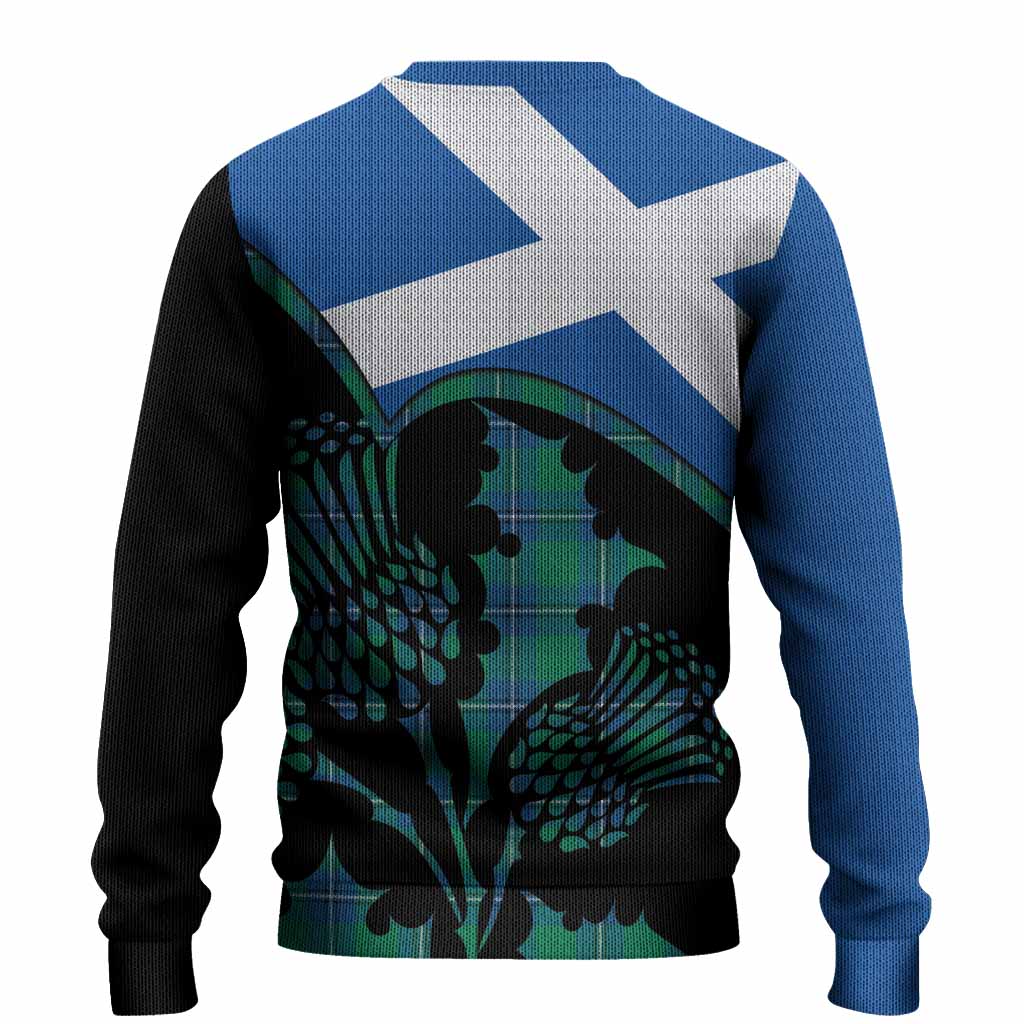 Irvine Tartan Family Crest Knitted Sweater Scotland Thistle Floral Flag Style