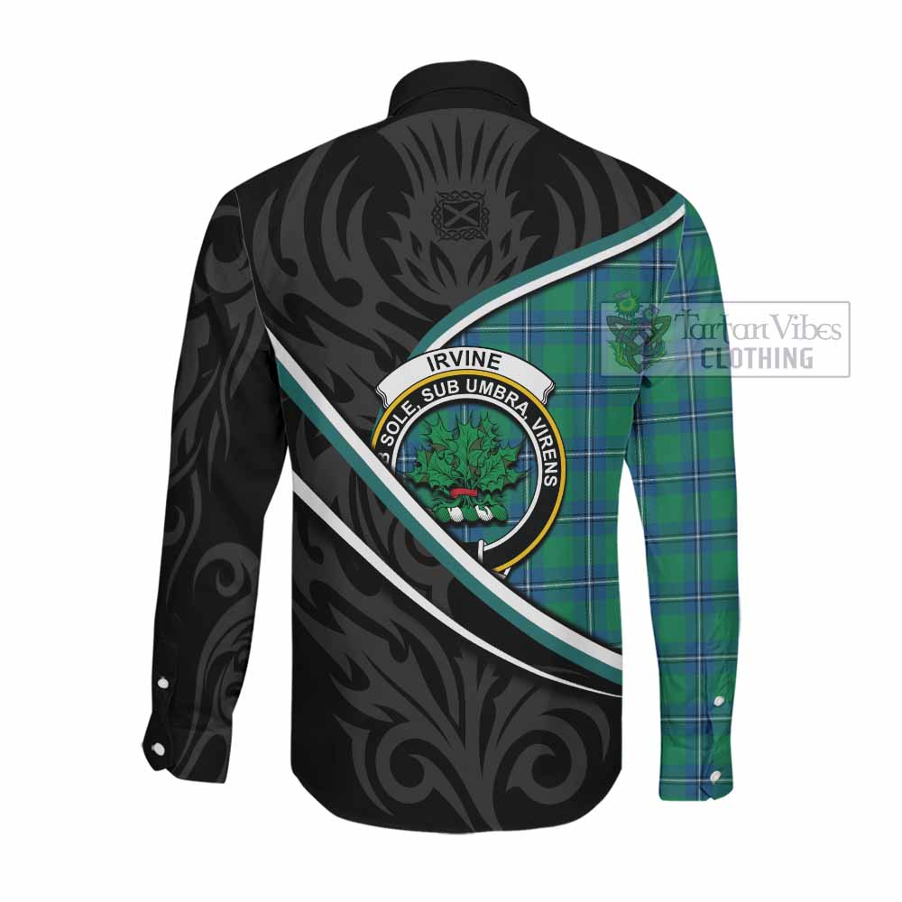 Irvine Tartan Family Crest Long Sleeve Button Shirts Celtic Scottish Thistle Floral - Tartan Vibes Clothing