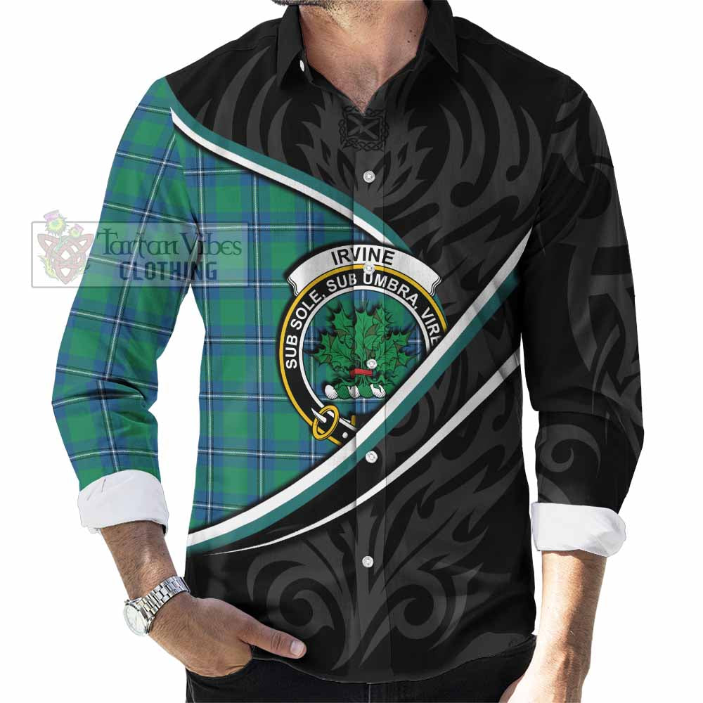 Irvine Tartan Family Crest Long Sleeve Button Shirts Celtic Scottish Thistle Floral - Tartan Vibes Clothing