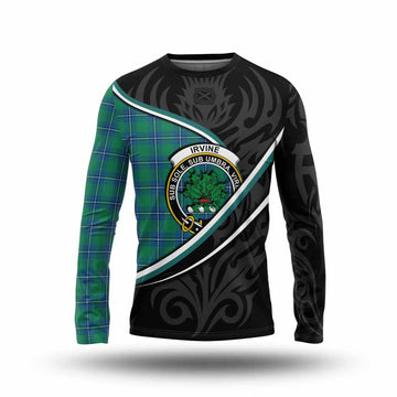 Irvine Tartan Family Crest Long Sleeve T-Shirt Celtic Scottish Thistle Floral