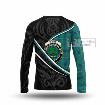 Irvine Tartan Family Crest Long Sleeve T-Shirt Celtic Scottish Thistle Floral
