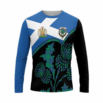 Irvine Tartan Family Crest Long Sleeve T-Shirt Scotland Thistle Floral Flag Style