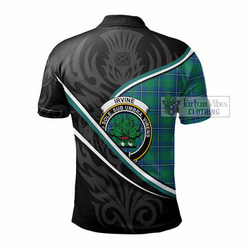 Irvine Tartan Family Crest Polo Shirt Celtic Scottish Thistle Floral