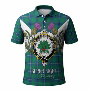 Irvine Tartan Family Crest Polo Shirt Scottish Burns Night Thistle Floral
