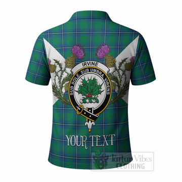 Irvine Tartan Family Crest Polo Shirt Scottish Burns Night Thistle Floral
