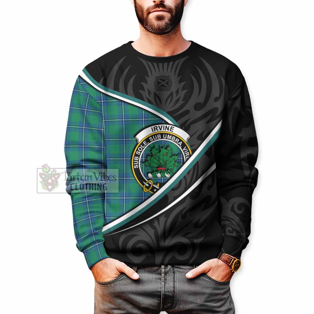 Irvine Tartan Family Crest Sweatshirt Celtic Scottish Thistle Floral - Tartan Vibes Clothing