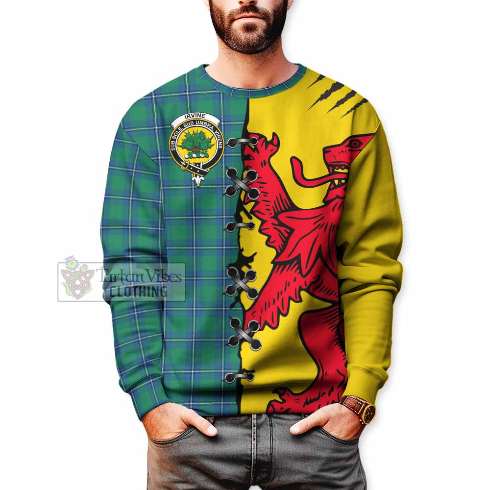 Irvine Tartan Family Crest Sweatshirt Lion Rampant Honor - Tartan Vibes Clothing