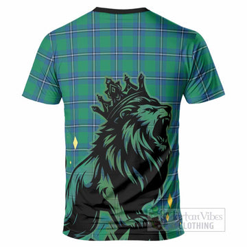 Irvine Tartan Family Crest T-Shirt Crowned Lion Roaring