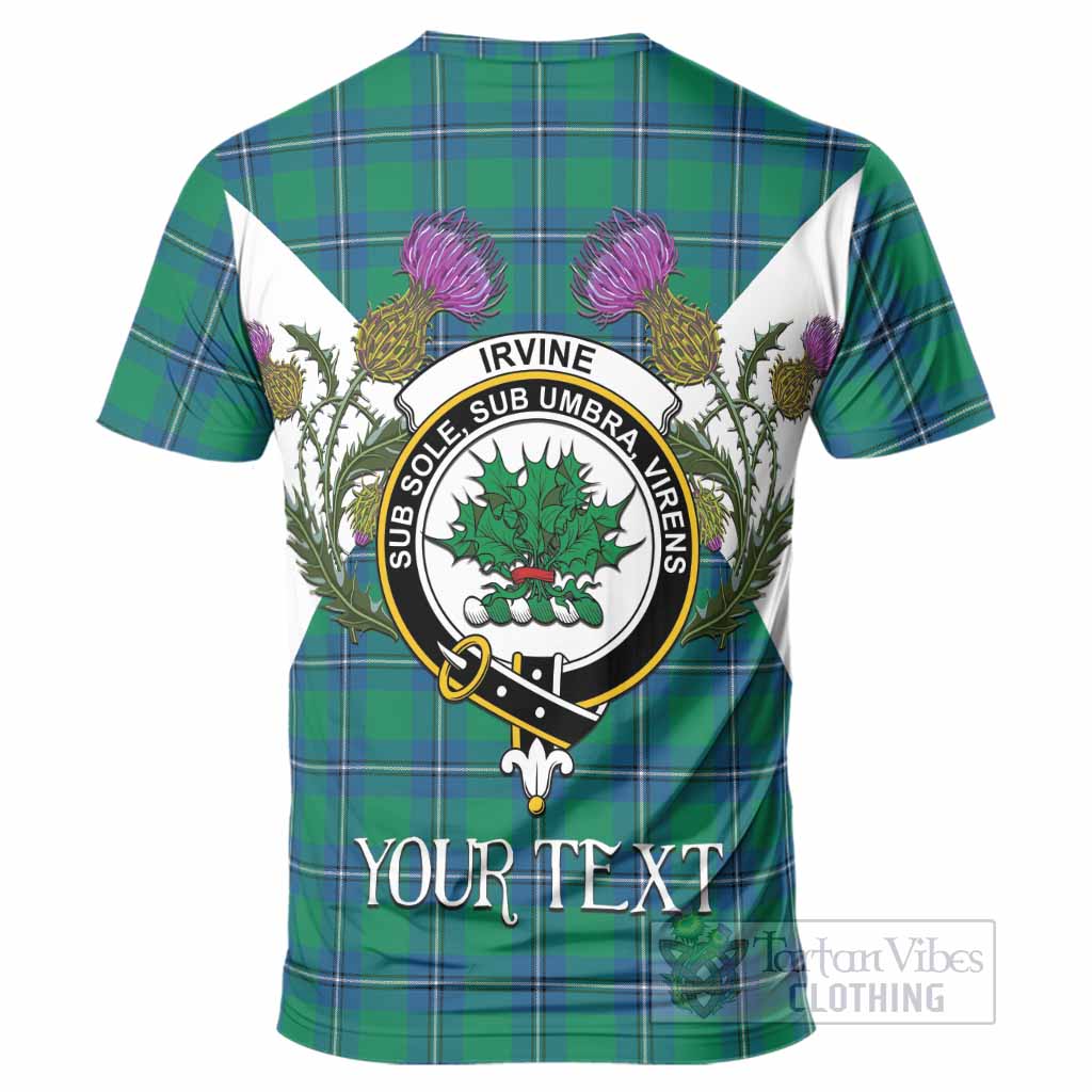 Irvine Tartan Family Crest T-Shirt Scottish Burns Night Thistle Floral