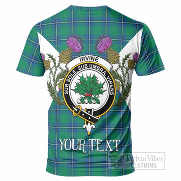 Irvine Tartan Family Crest T-Shirt Scottish Burns Night Thistle Floral