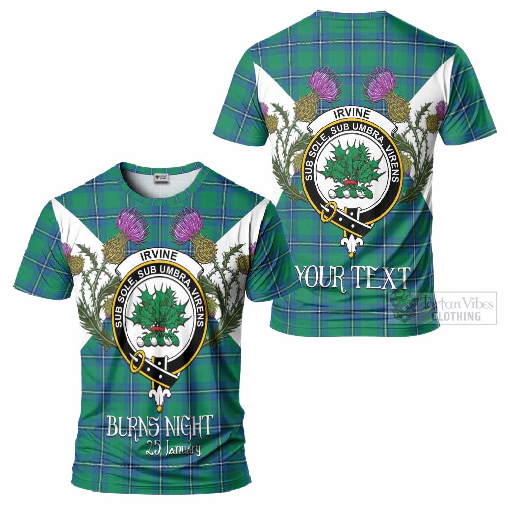 Irvine Tartan Family Crest T-Shirt Scottish Burns Night Thistle Floral