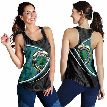 Irvine Tartan Family Crest Women Racerback Tanks Celtic Scottish Thistle Floral - Tartan Vibes Clothing