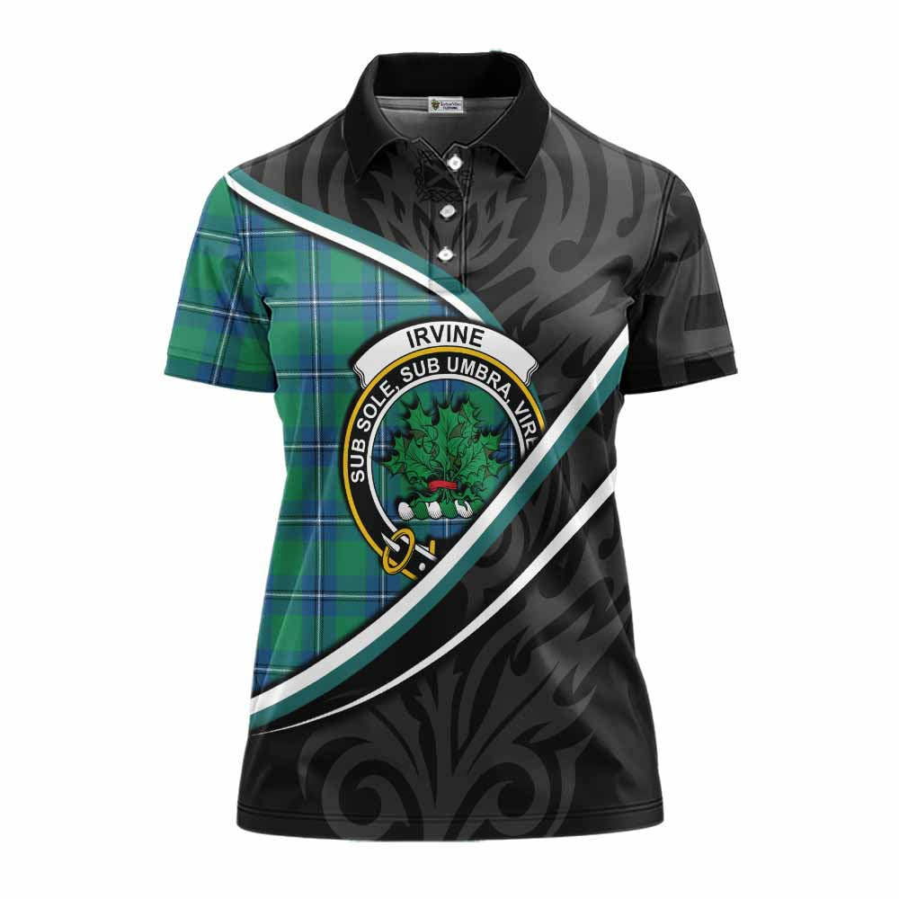 Irvine Tartan Family Crest Women's Polo Shirt Celtic Scottish Thistle Floral - Tartan Vibes Clothing