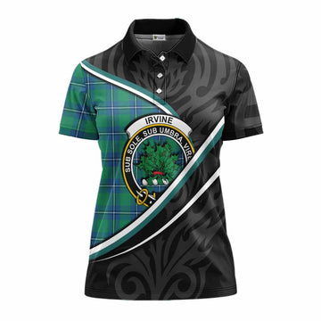 Irvine Tartan Family Crest Women's Polo Shirt Celtic Scottish Thistle Floral - Tartan Vibes Clothing