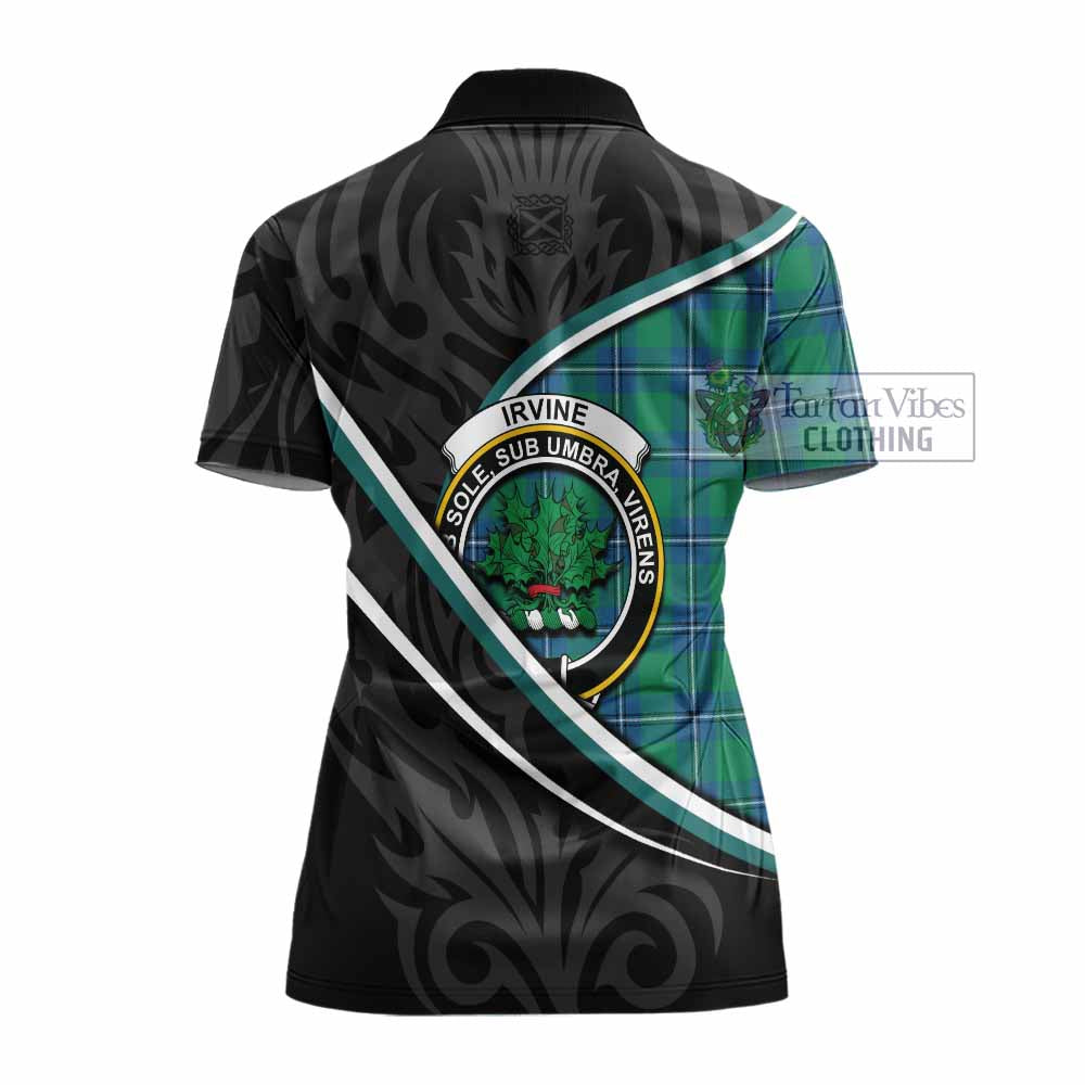 Irvine Tartan Family Crest Women's Polo Shirt Celtic Scottish Thistle Floral - Tartan Vibes Clothing