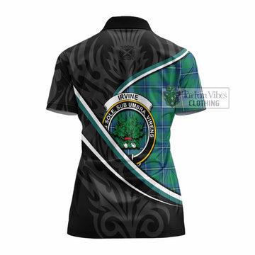 Irvine Tartan Family Crest Women's Polo Shirt Celtic Scottish Thistle Floral - Tartan Vibes Clothing