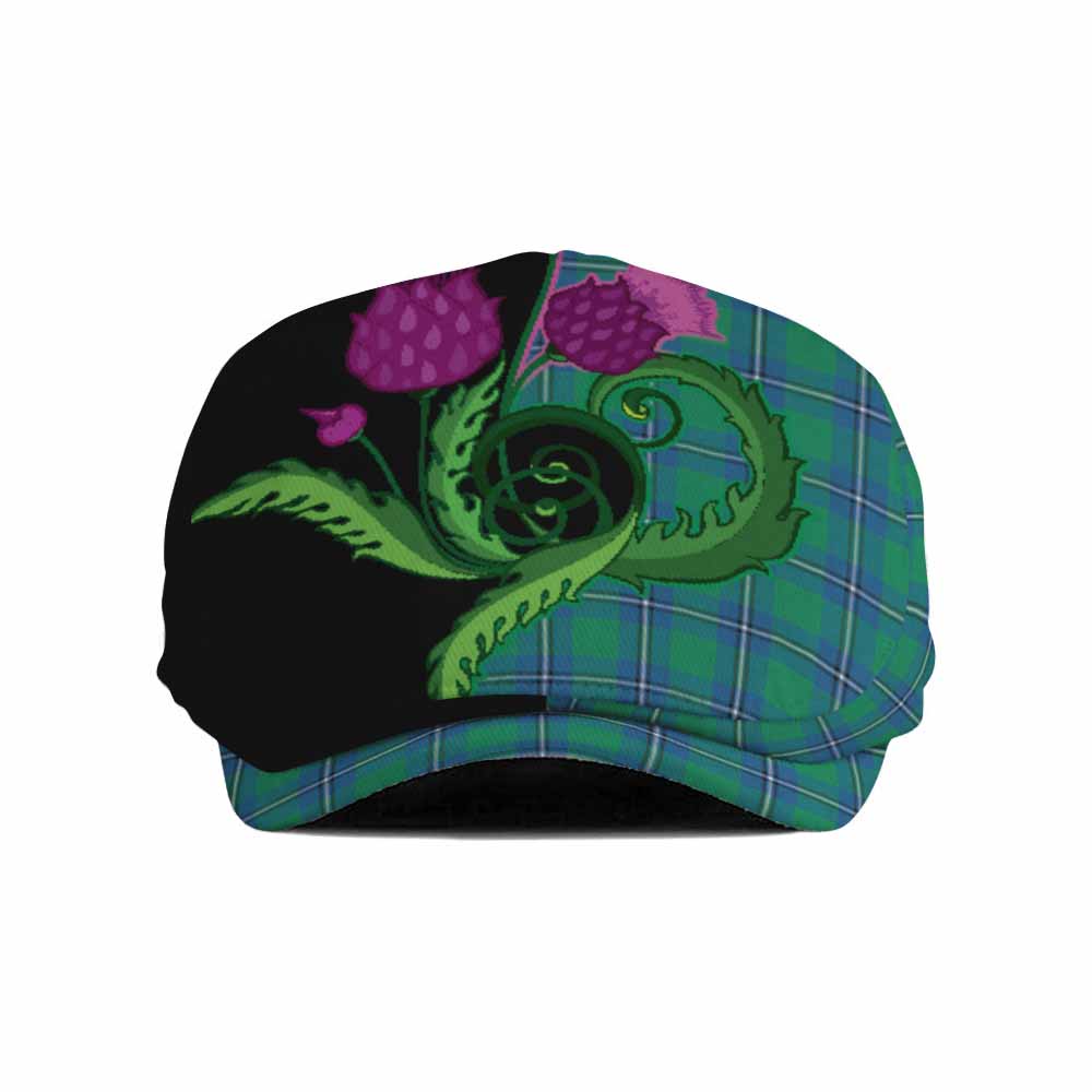 Irvine Tartan Flat Cap, Jeff Cap Traditional Scottish Thistle