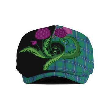 Irvine Tartan Flat Cap, Jeff Cap Traditional Scottish Thistle