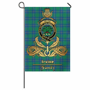 Irvine Tartan Garden Flag with Highland Thistle Cherish Family Crest Style