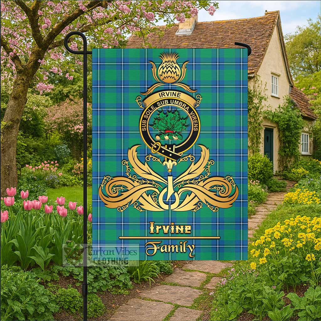 Irvine Tartan Garden Flag with Highland Thistle Cherish Family Crest Style - Tartan Vibes Clothing