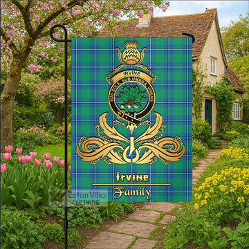 Irvine Tartan Garden Flag with Highland Thistle Cherish Family Crest Style