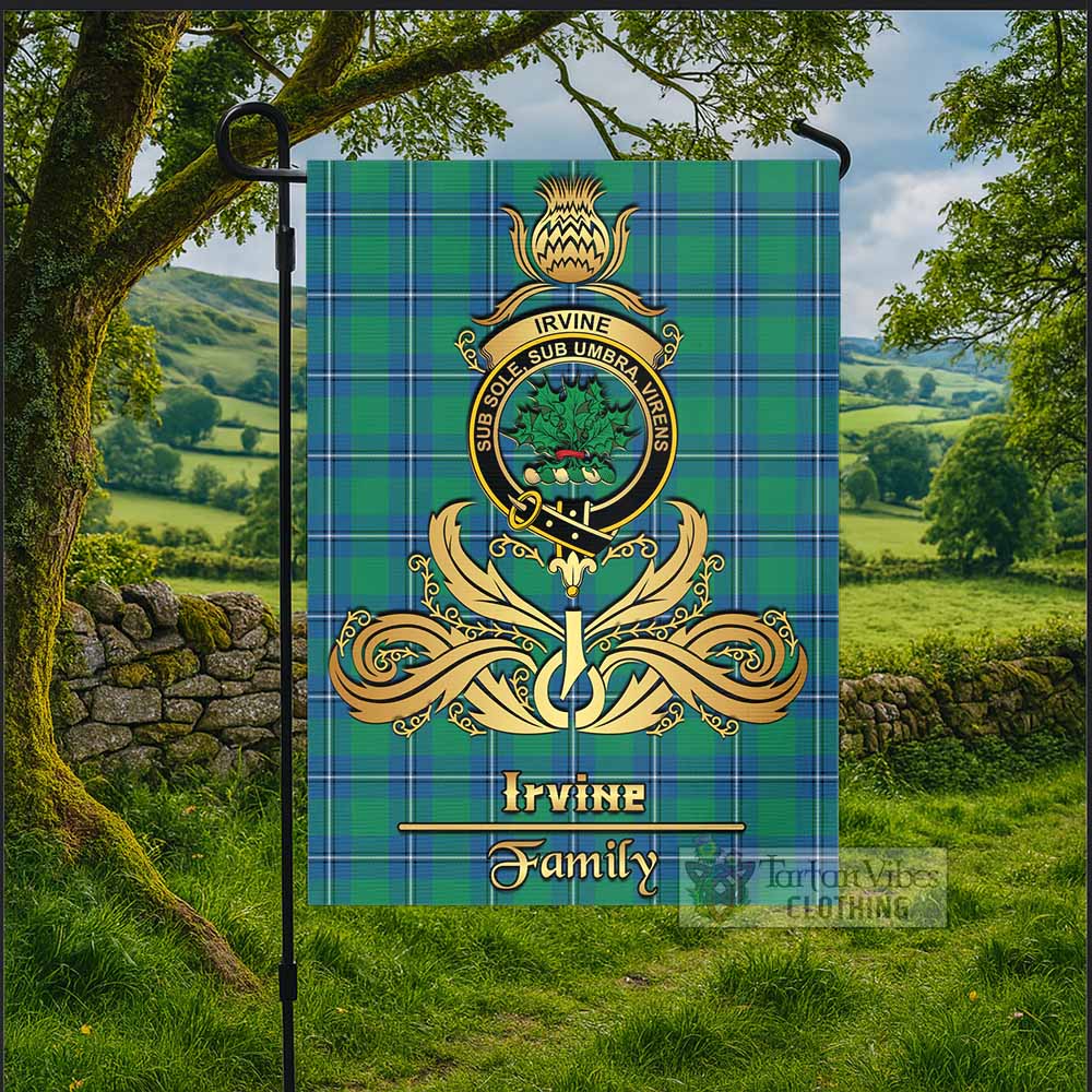 Irvine Tartan Garden Flag with Highland Thistle Cherish Family Crest Style - Tartan Vibes Clothing