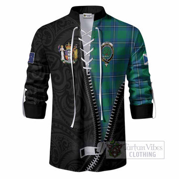 Irvine Tartan Ghillie Shirt New Zealand Pattern Unique Zipper Stylized