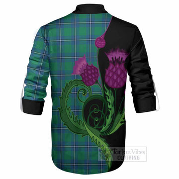 Irvine Tartan Ghillie Shirt Traditional Scottish Thistle