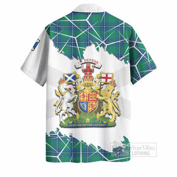 Irvine Tartan Hawaiian Shirt with Family Crest and Lion Rampant Grunge Style