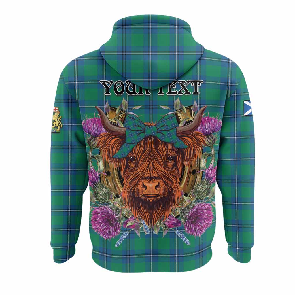 Irvine Tartan Hoodie Scottish Thistle Heilan Coo