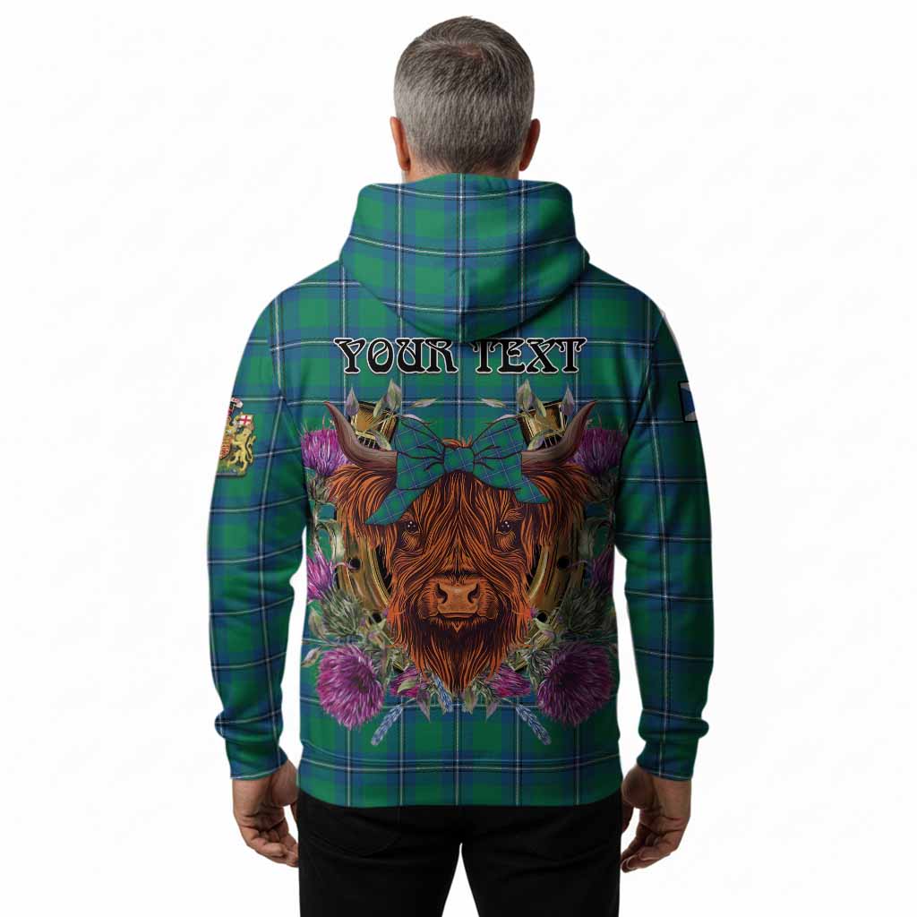 Irvine Tartan Hoodie Scottish Thistle Heilan Coo