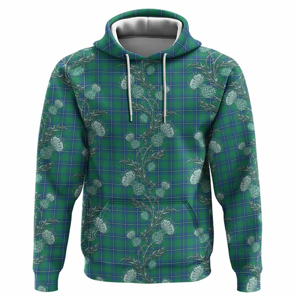 Irvine Tartan Hoodie Seamless Scottish Thistle Flowers