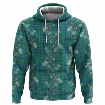 Irvine Tartan Hoodie Seamless Scottish Thistle Flowers
