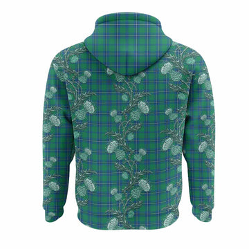 Irvine Tartan Hoodie Seamless Scottish Thistle Flowers