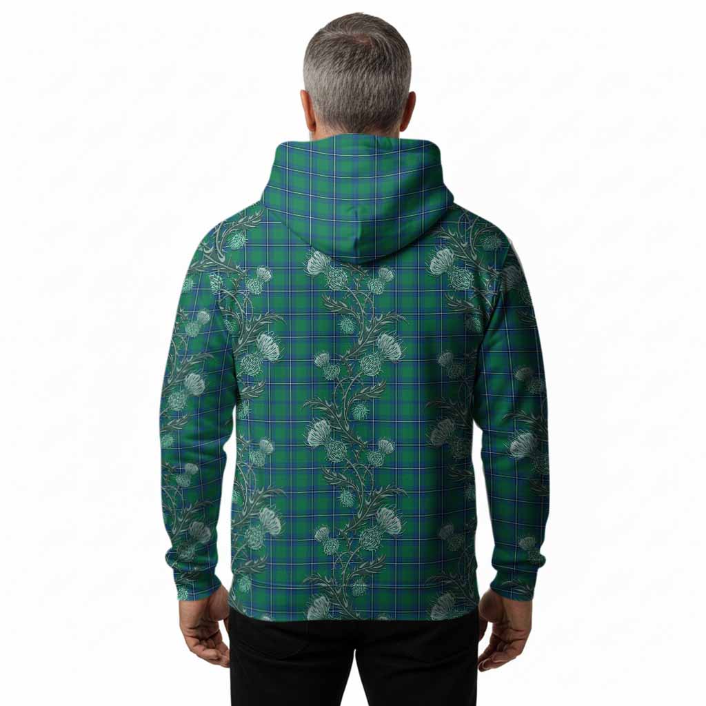 Irvine Tartan Hoodie Seamless Scottish Thistle Flowers