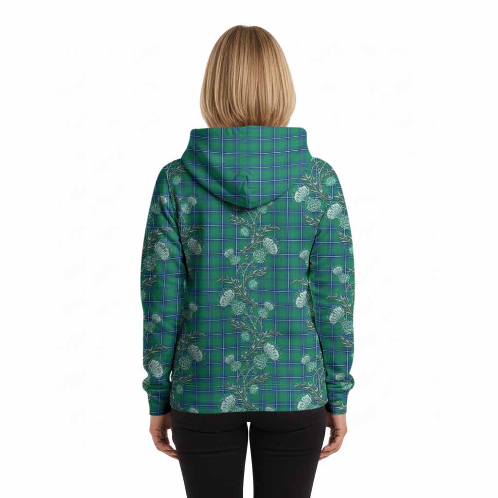 Irvine Tartan Hoodie Seamless Scottish Thistle Flowers