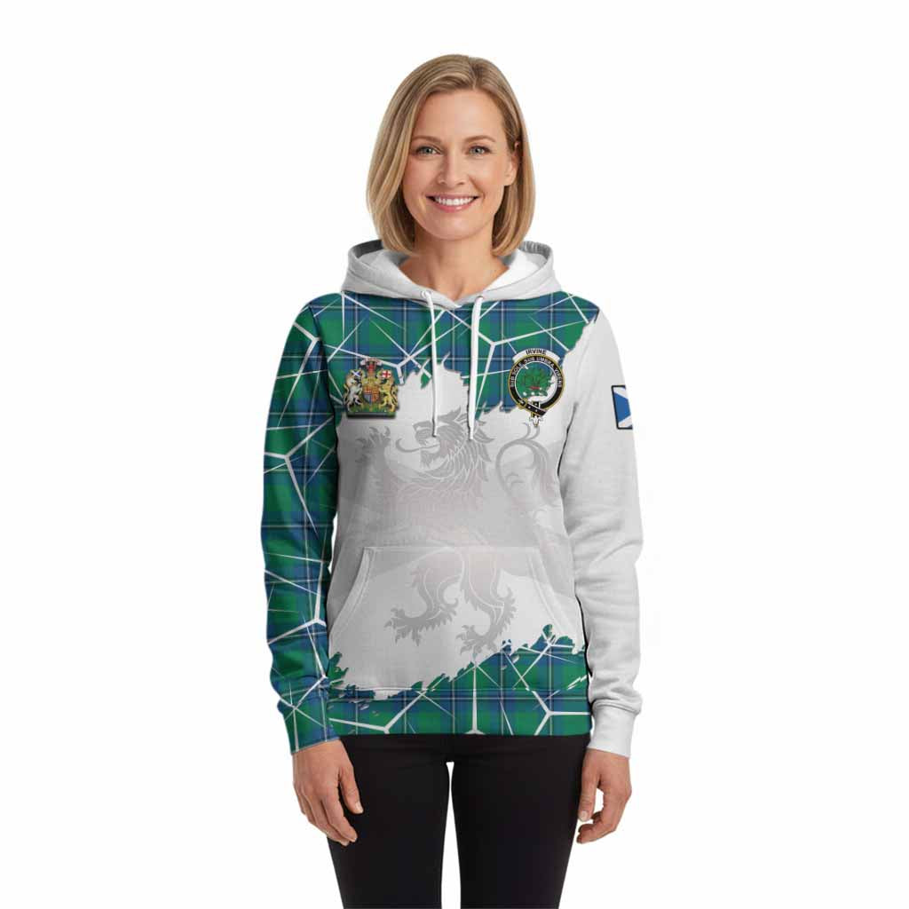 Irvine Tartan Hoodie with Family Crest and Lion Rampant Grunge Style