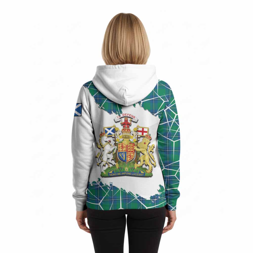 Irvine Tartan Hoodie with Family Crest and Lion Rampant Grunge Style