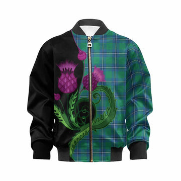 Irvine Tartan Kid Bomber Jacket Traditional Scottish Thistle