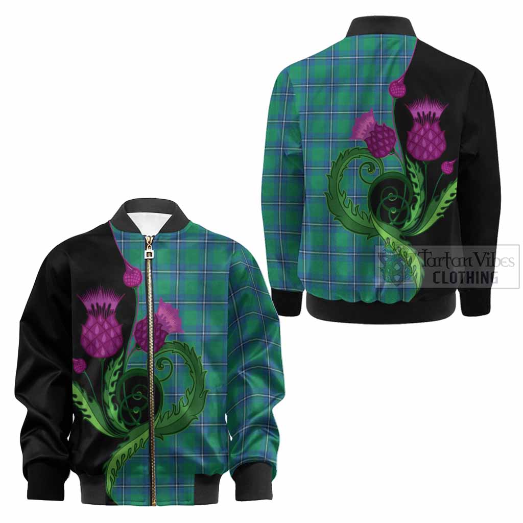 Irvine Tartan Kid Bomber Jacket Traditional Scottish Thistle