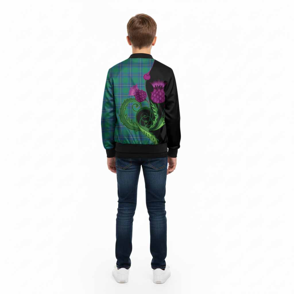 Irvine Tartan Kid Bomber Jacket Traditional Scottish Thistle