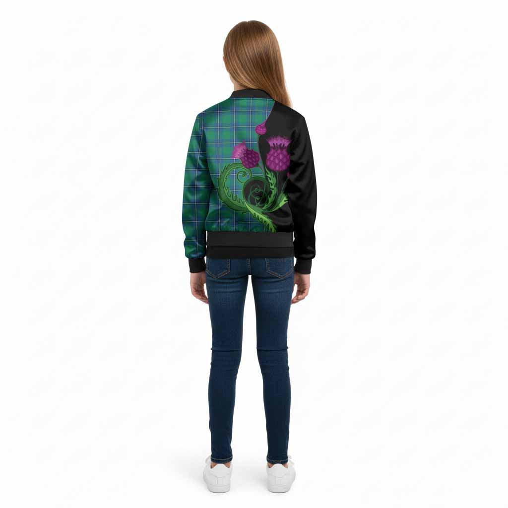 Irvine Tartan Kid Bomber Jacket Traditional Scottish Thistle