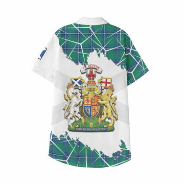 Irvine Tartan Kid Hawaiian Shirt with Family Crest and Lion Rampant Grunge Style