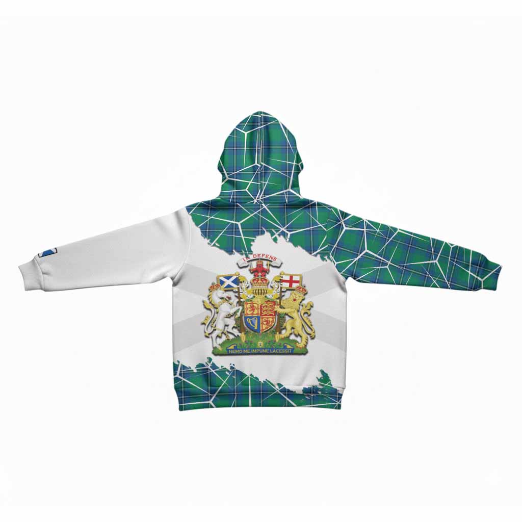 Irvine Tartan Kid Hoodie with Family Crest and Lion Rampant Grunge Style