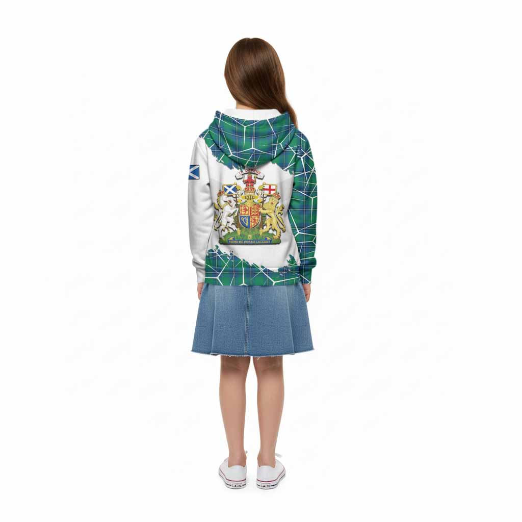 Irvine Tartan Kid Hoodie with Family Crest and Lion Rampant Grunge Style