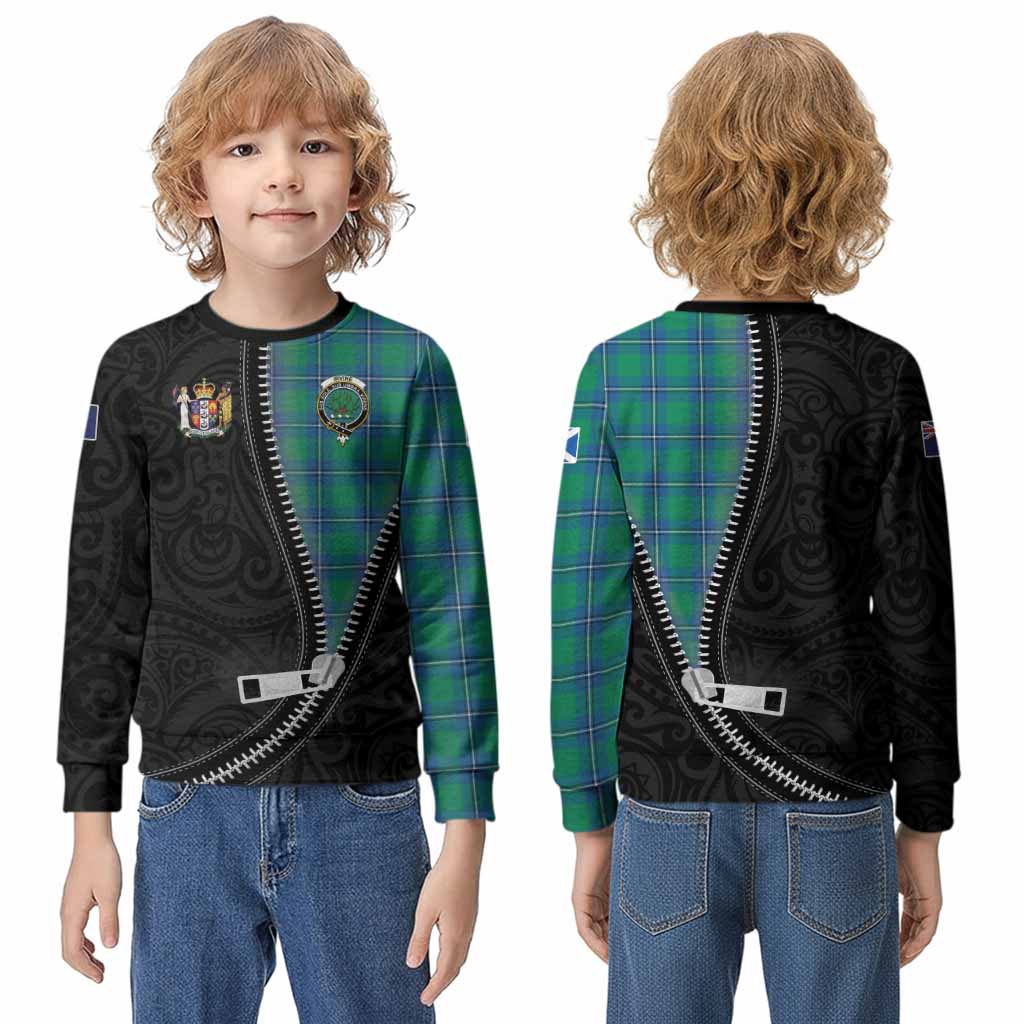 Irvine Tartan Kid Knitted Sweatshirt New Zealand Pattern Unique Zipper Stylized